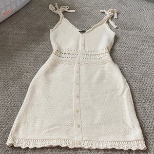 Cream White Crocheted Cover-up Dress